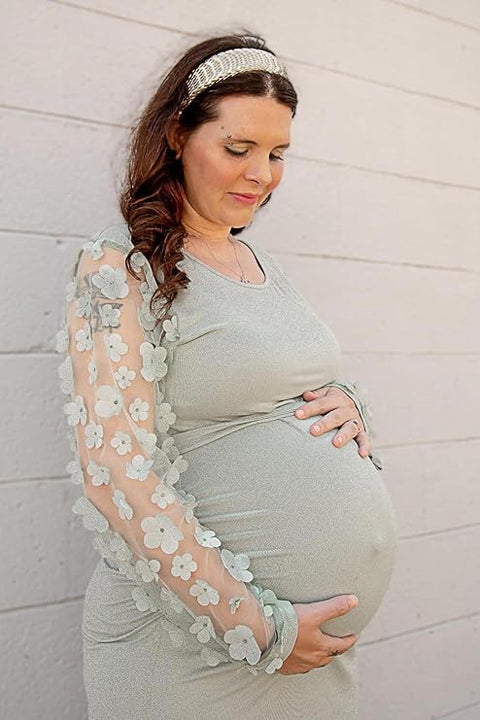 Floral Mesh Maternity Dress