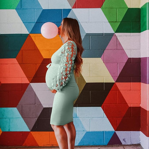 Floral Mesh Maternity Dress