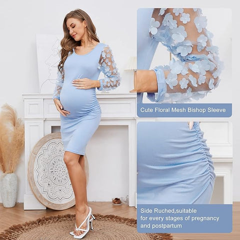 Floral Mesh Maternity Dress