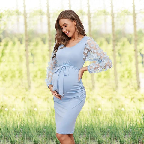 Floral Mesh Maternity Dress