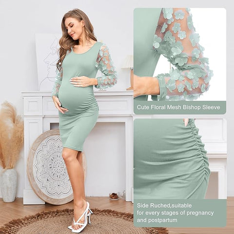Floral Mesh Maternity Dress